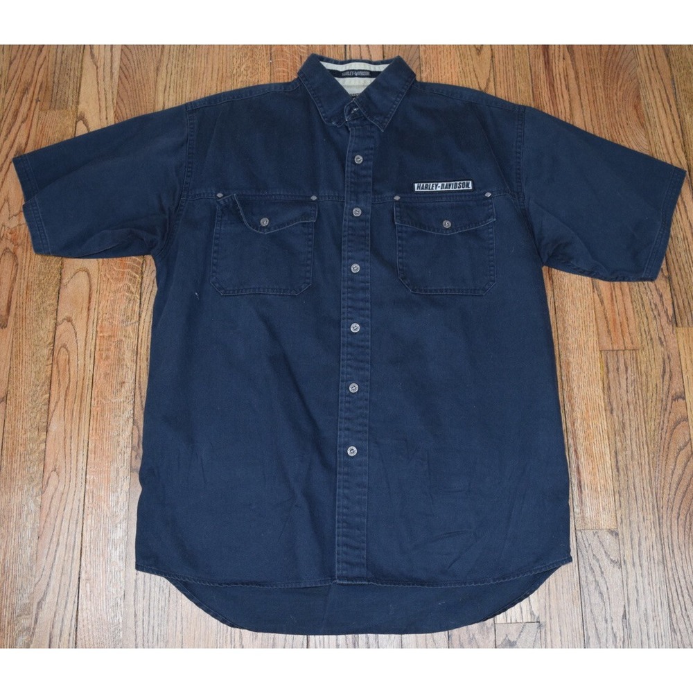 Mens Genuine Harley Davidson‎ Short Sleeve Button Down Shirt Embroidered Medium